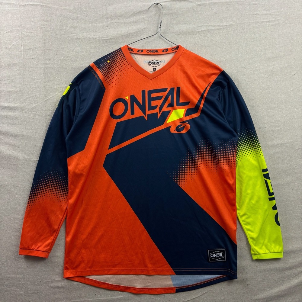 O'Neal MX Jersey XL Orange Navy Neon Yellow Long Sleeve Motocross Racing Top